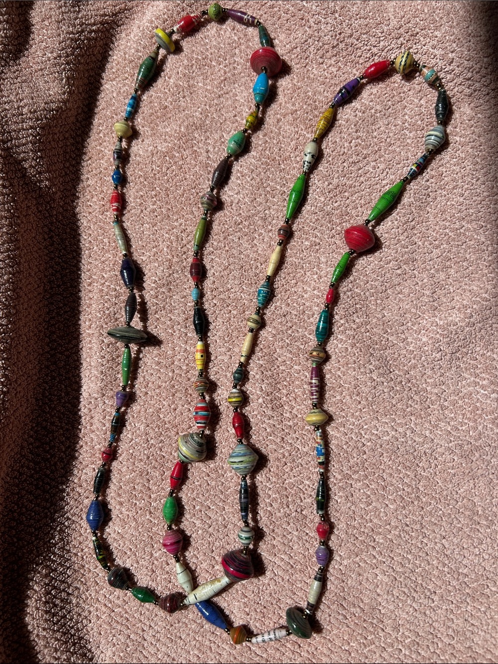 Handmade Multicolor Paper Bead Necklace